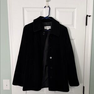 Calvin Klein Black Wool-Blend Single-Breasted Pea Coat